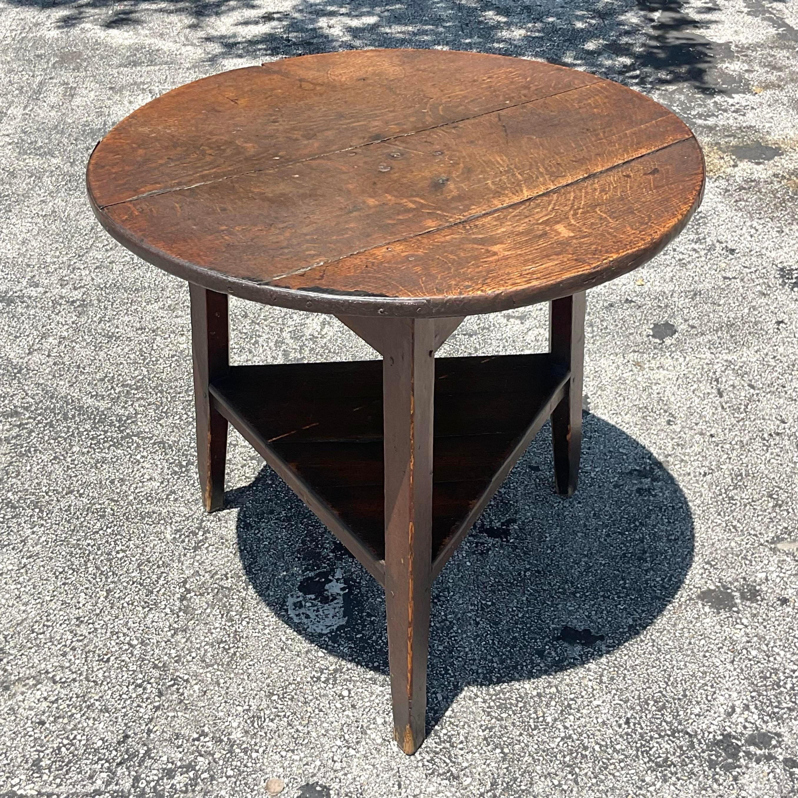 Early 20th Century Primitive Stained Oak Side Table For Sale 3