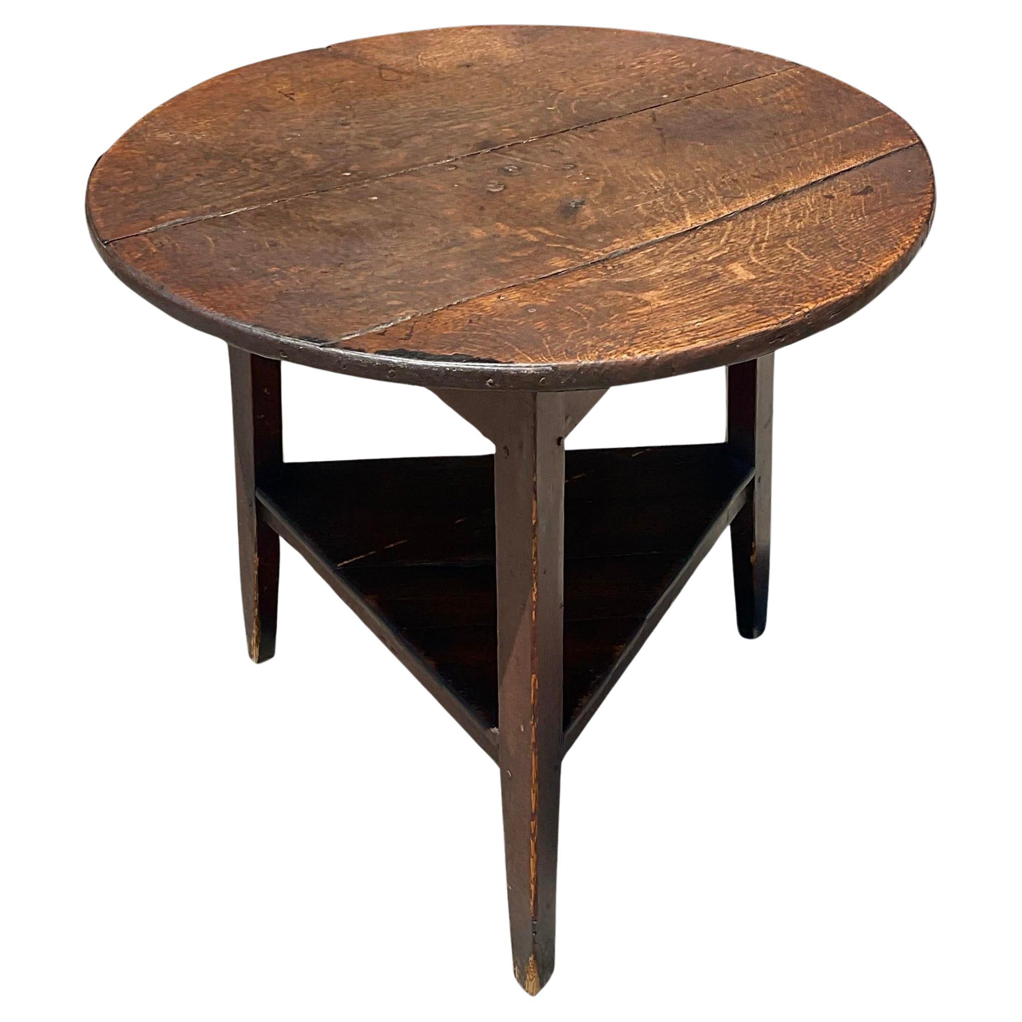 Early 20th Century Primitive Stained Oak Side Table For Sale