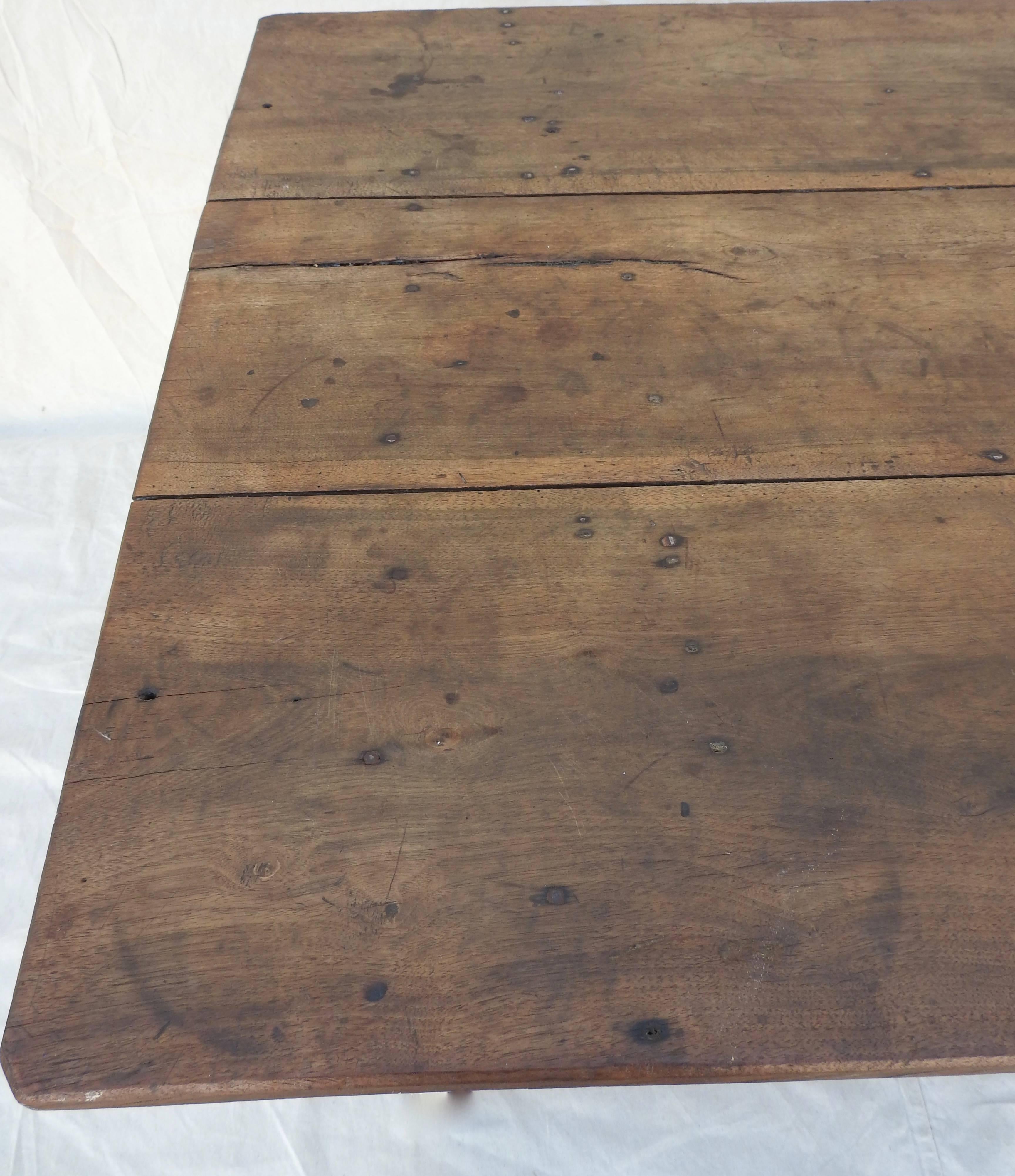 Early 20th Century Primitive Walnut Farm Table For Sale 5