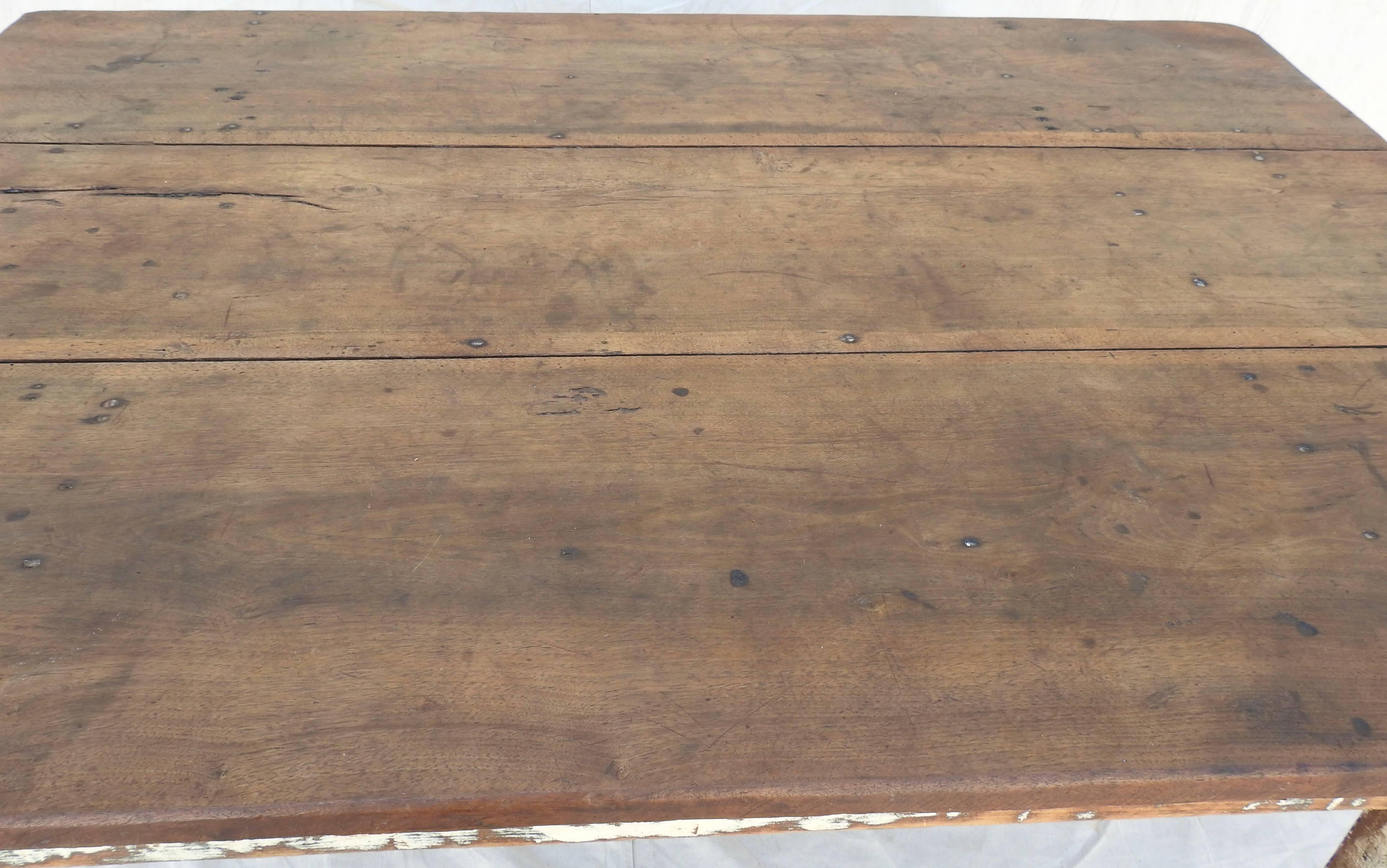 Early 20th Century Primitive Walnut Farm Table For Sale 6