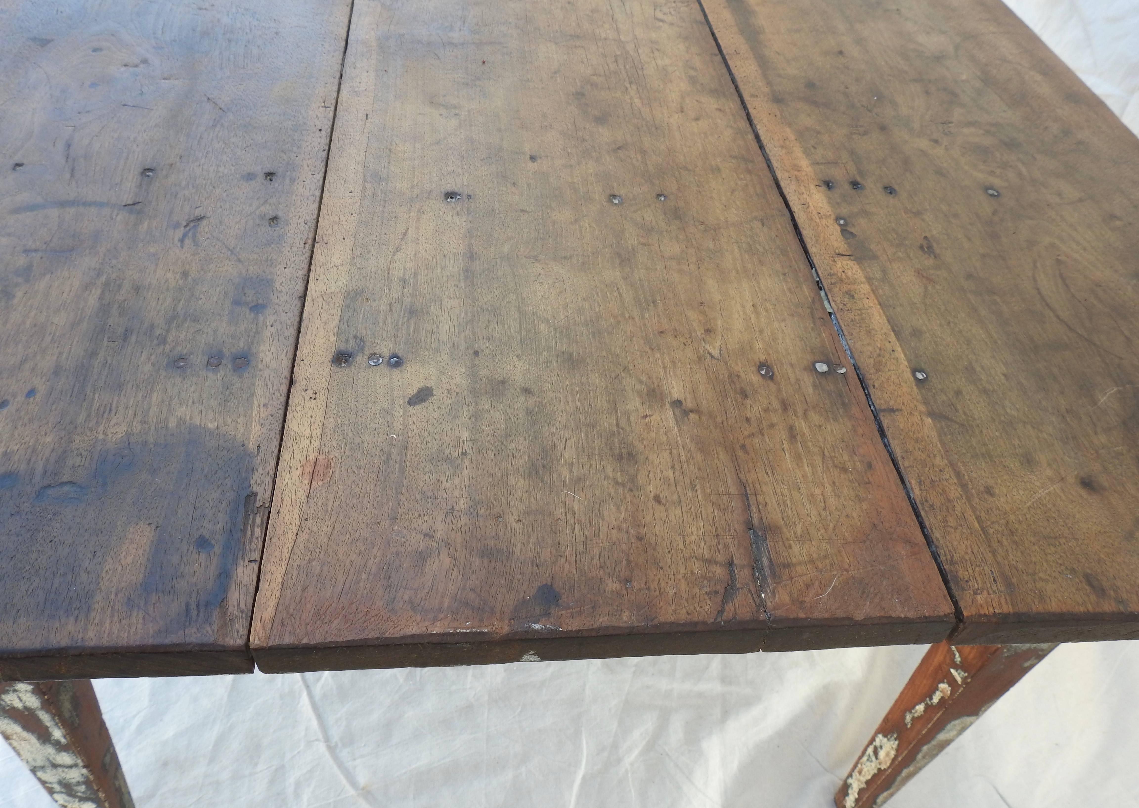 Early 20th Century Primitive Walnut Farm Table For Sale 11