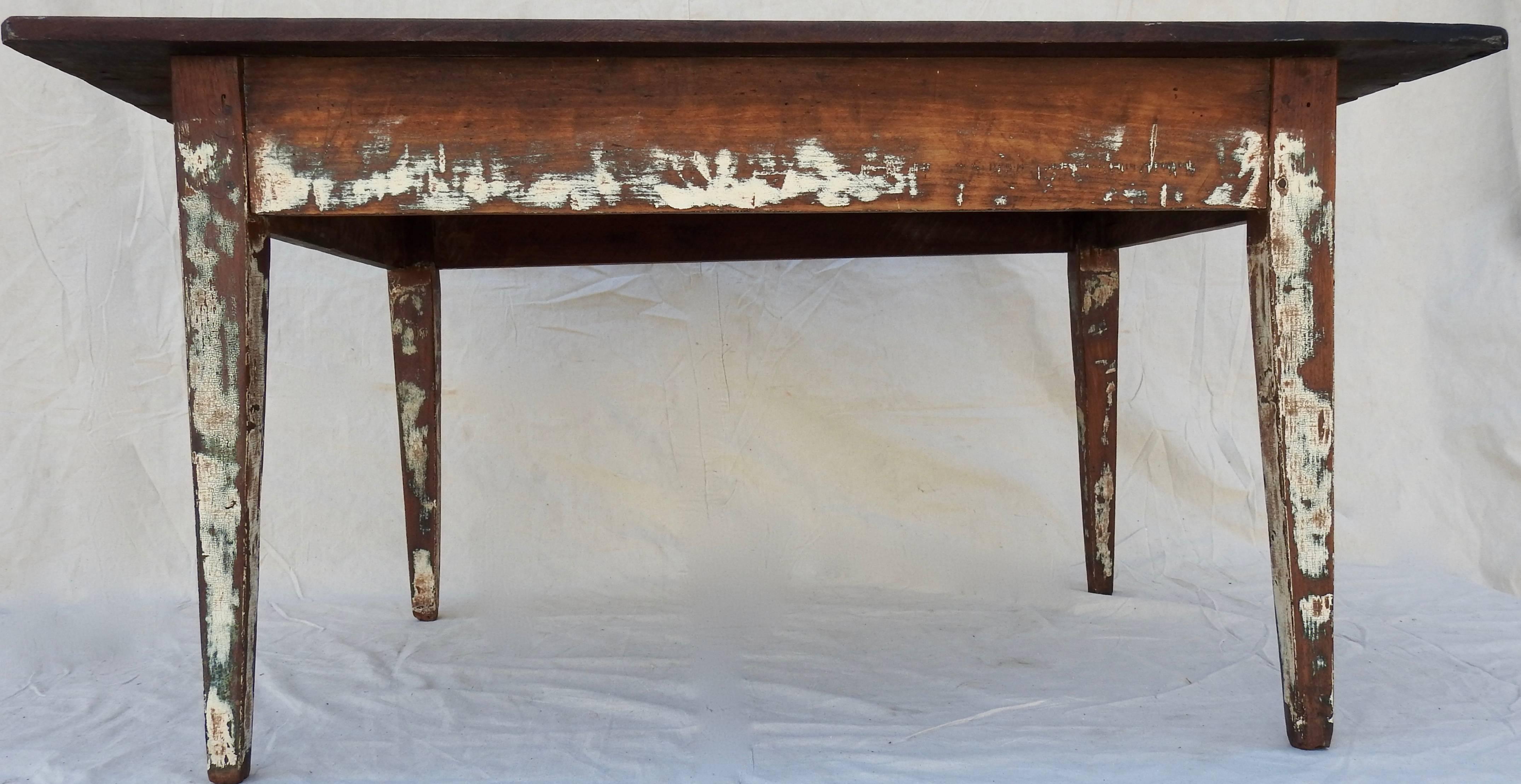 Early 20th Century Primitive Walnut Farm Table For Sale 4