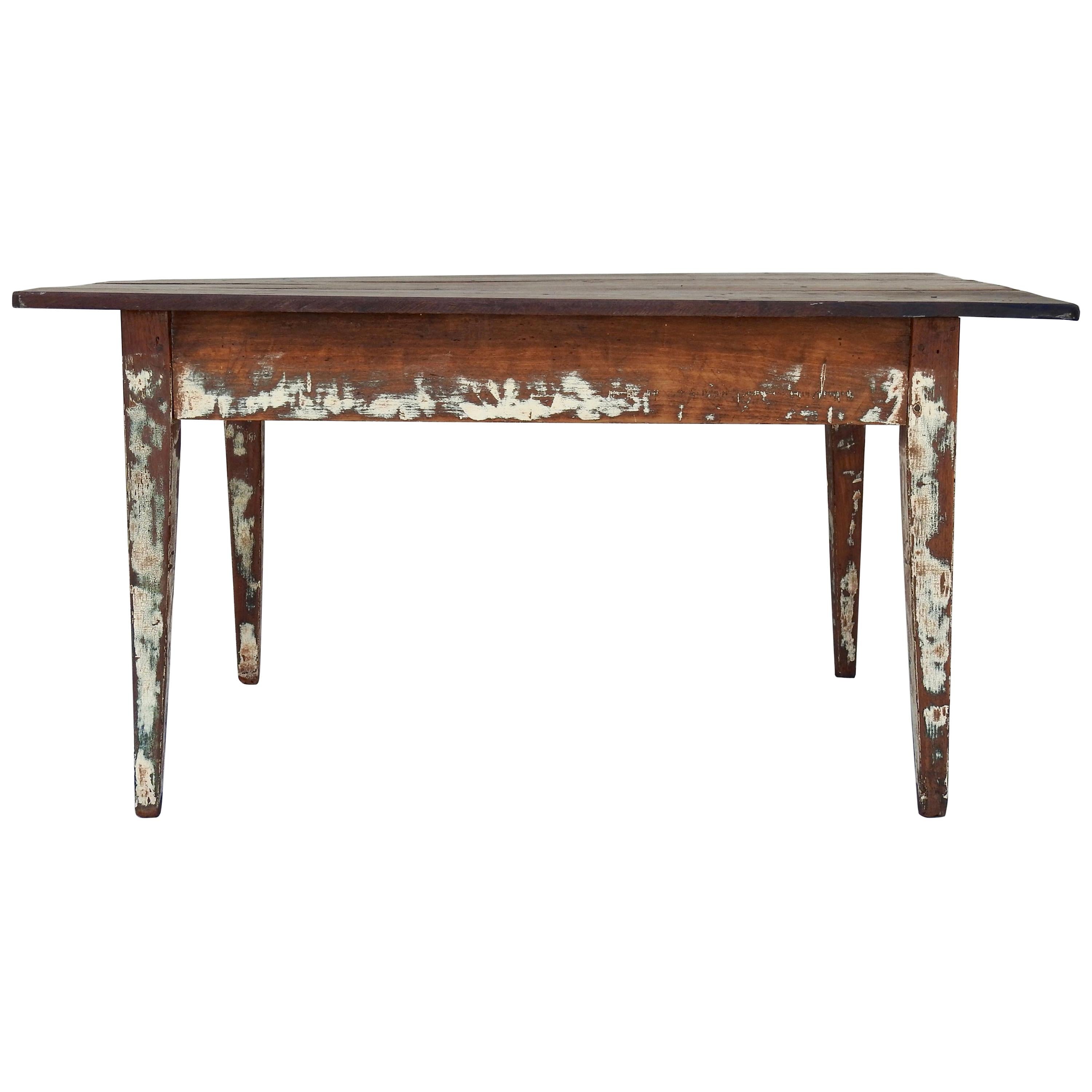 Early 20th Century Primitive Walnut Farm Table For Sale