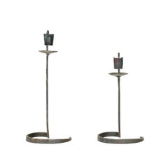 Early 20th Century Primitive Wrought Iron Candleholders