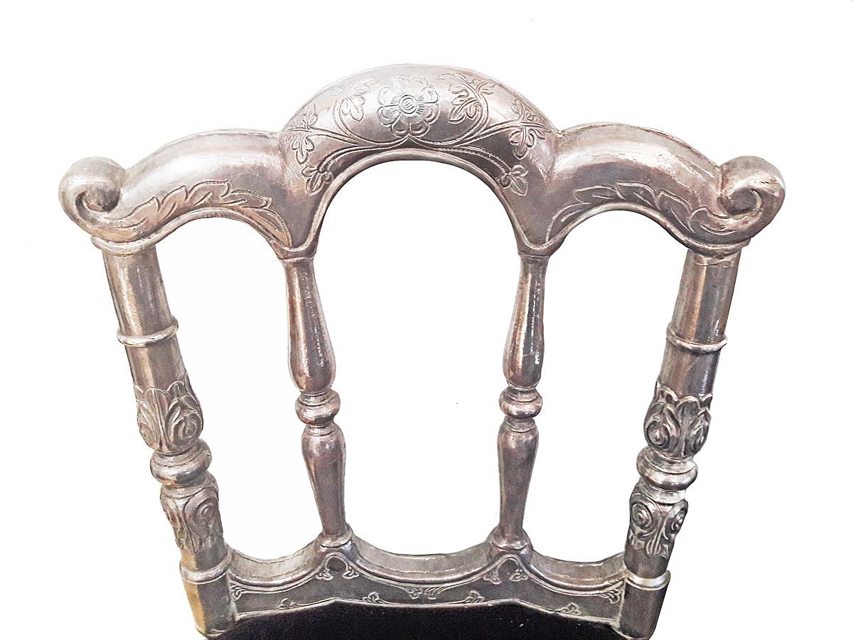 Repoussé Early 20th Century Prince Chair with Silver Sheathing