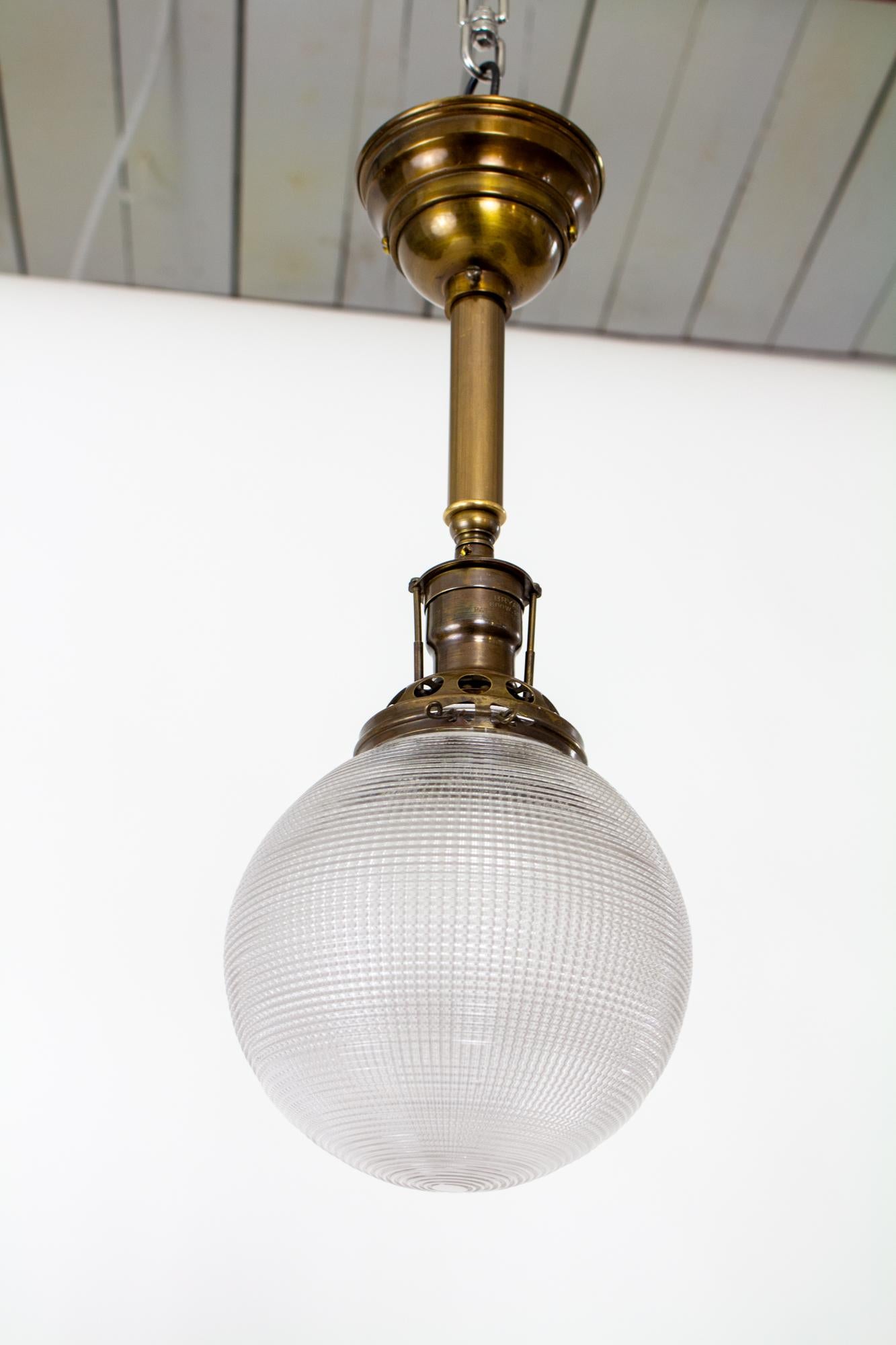 Early 20th Century Prismatic Holophane Globe Light 2