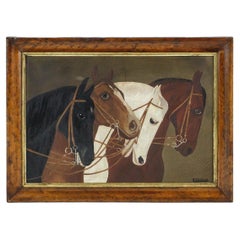 Early 20th Century profile of Four Horses Oil on Canvas