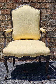 Early 20th Century Provincial Style Fruitwood and Upholstered Fauteuil