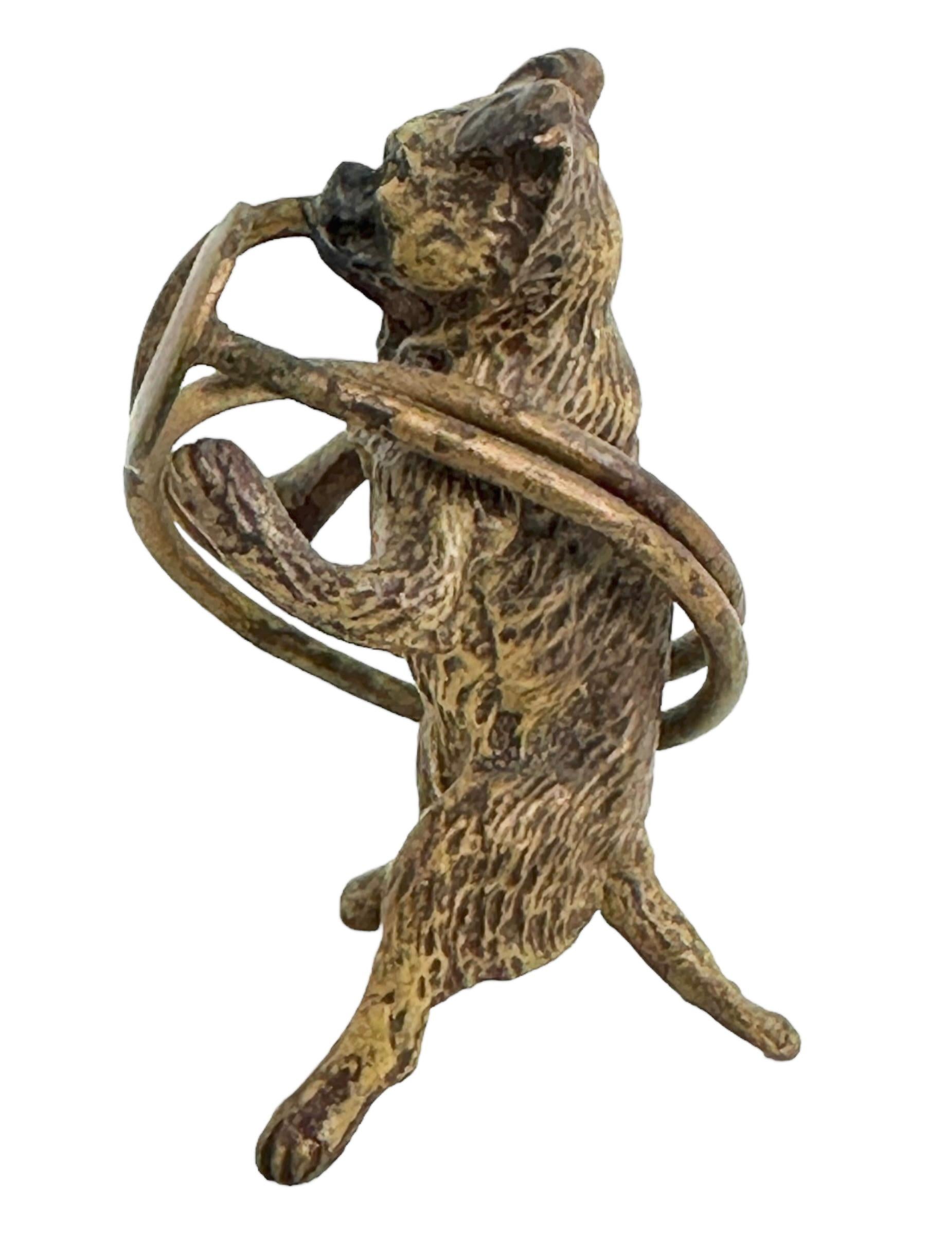 Classic early 1910s Vienna bronze figurine. This polychromed cold painted bronze is probably something you need if you’re a Vienna bronze collector. Found at an estate sale in Vienna, Austria. 
Austrian Bronze handmade figurines are individually