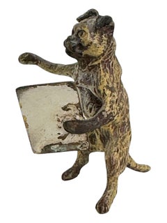 Early 20th Century Pug Dog Musician Austrian Vienna Bronze Miniature Figure