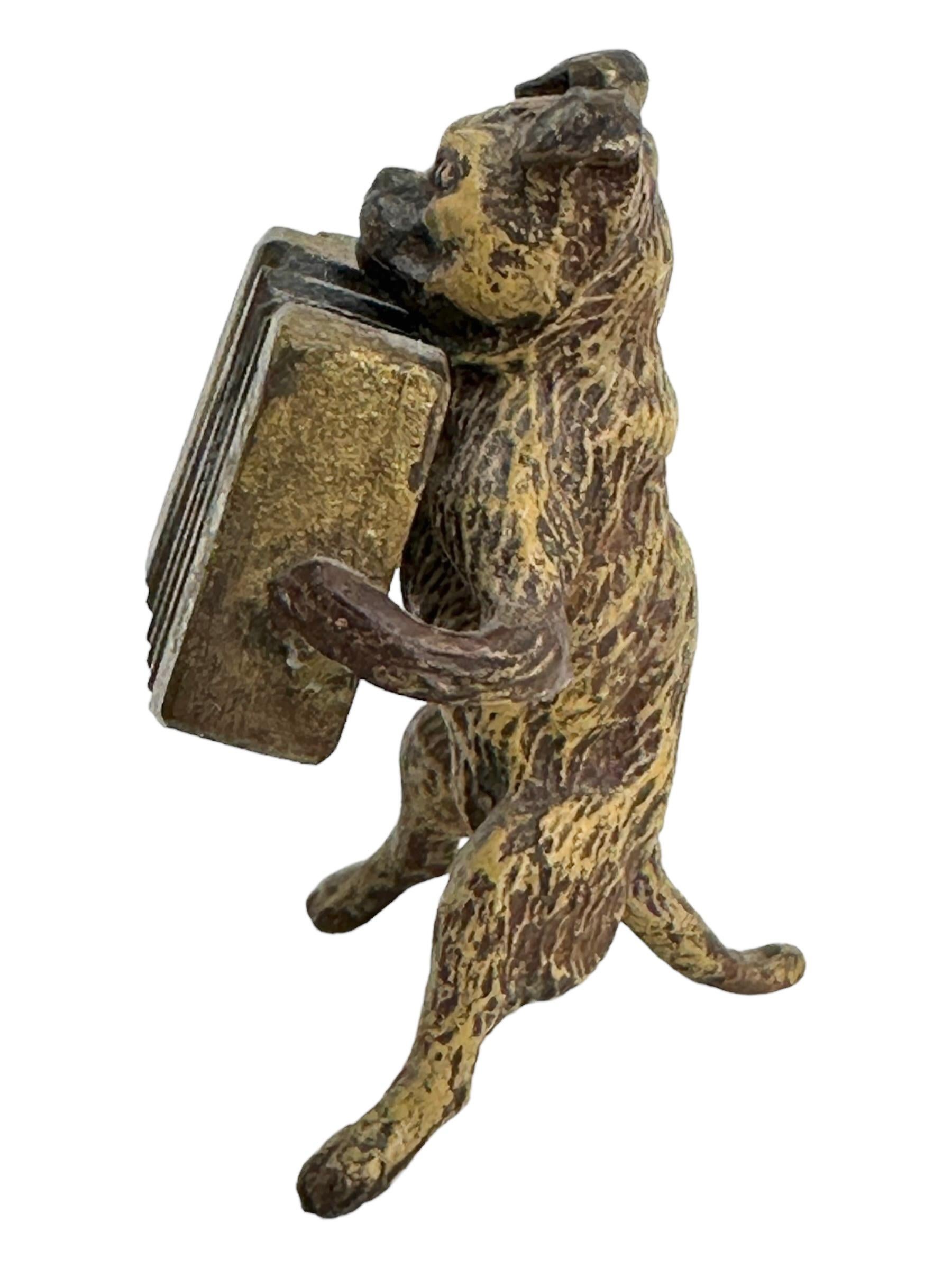 Classic early 1910s Vienna bronze figurine. This polychromed cold painted bronze is probably something you need if you’re a Vienna bronze collector. Found at an estate sale in Vienna, Austria. 
Austrian Bronze handmade figurines are individually