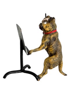 Anfang des 20. Jahrhunderts Mops Hund Musiker Austrian Vienna Bronze Miniatur Figur