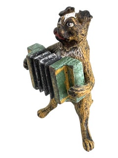 Anfang des 20. Jahrhunderts Mops Hund Musiker Austrian Vienna Bronze Miniatur Figur