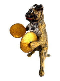 Début du 20e siècle Chien carlin musicien autrichien Vienne Bronze Miniature