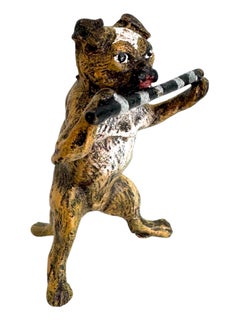 Anfang des 20. Jahrhunderts Mops Hund Musiker Austrian Vienna Bronze Miniatur Figur