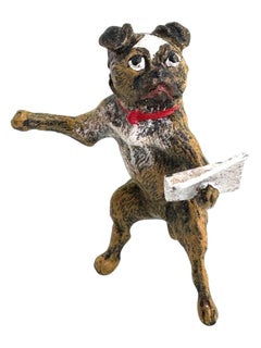 Début du 20e siècle Chien carlin musicien autrichien Vienne Bronze Miniature