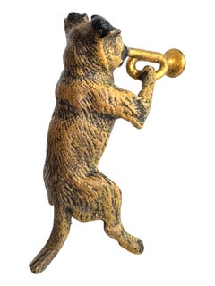 Anfang des 20. Jahrhunderts Mops Hund Musiker Austrian Vienna Bronze Miniatur Figur