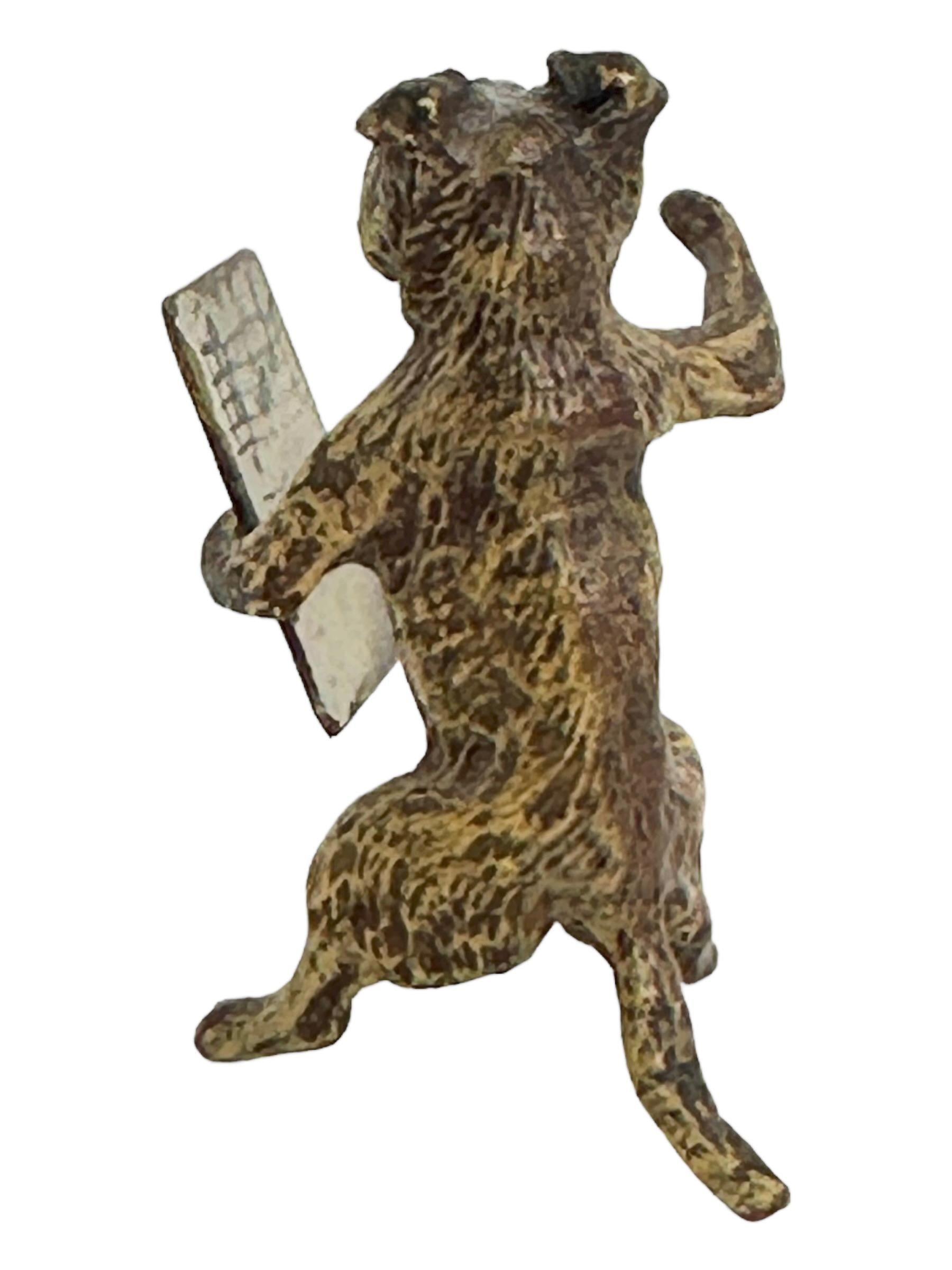 Art Nouveau Early 20th Century Pug Dog Musician Austrian Vienna Bronze Miniature Figure For Sale