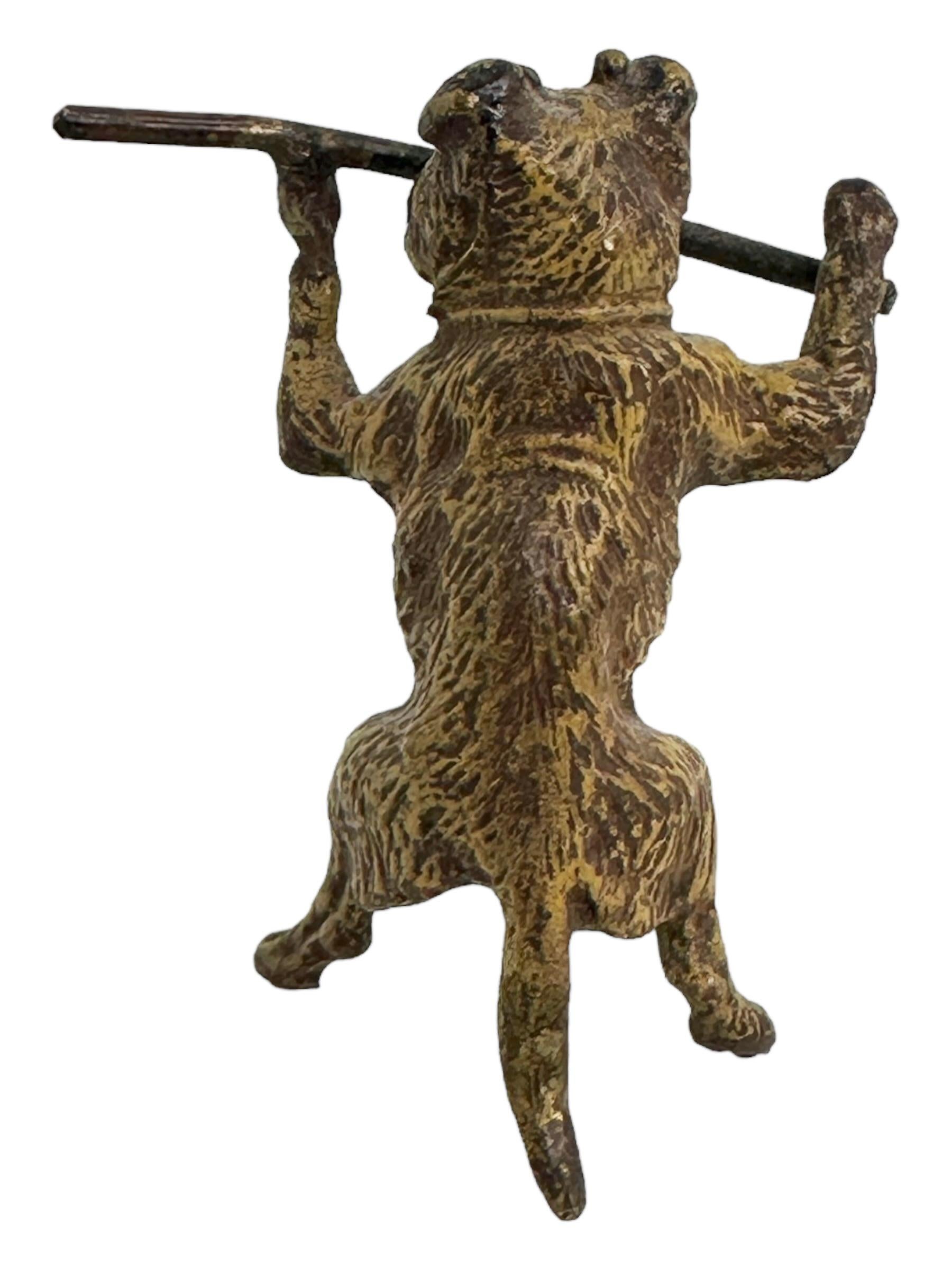 Hand-Painted Early 20th Century Pug Dog Musician Austrian Vienna Bronze Miniature Figure For Sale