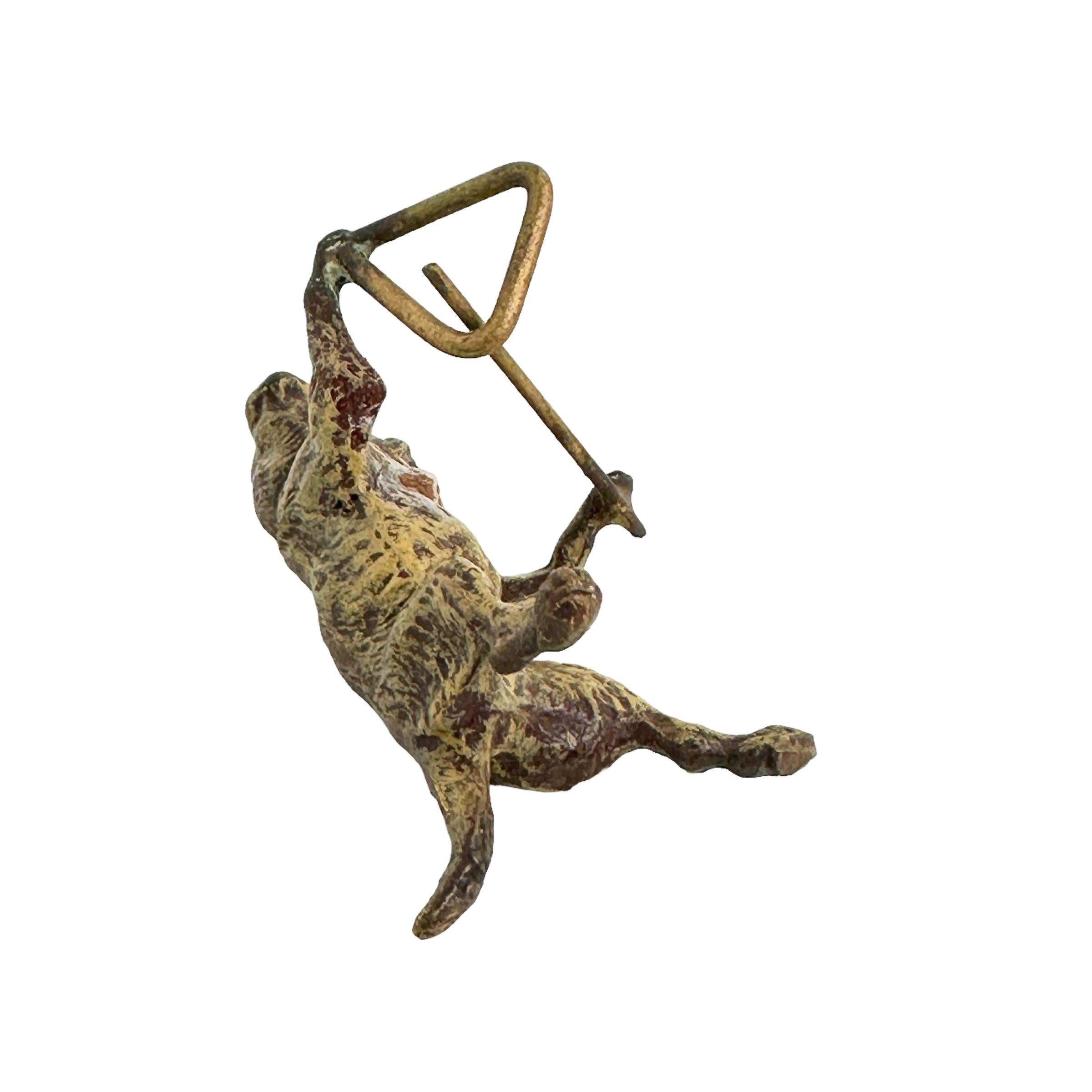 Early 20th Century Pug Dog Musician Austrian Vienna Bronze Miniature Figure In Good Condition For Sale In Nuernberg, DE