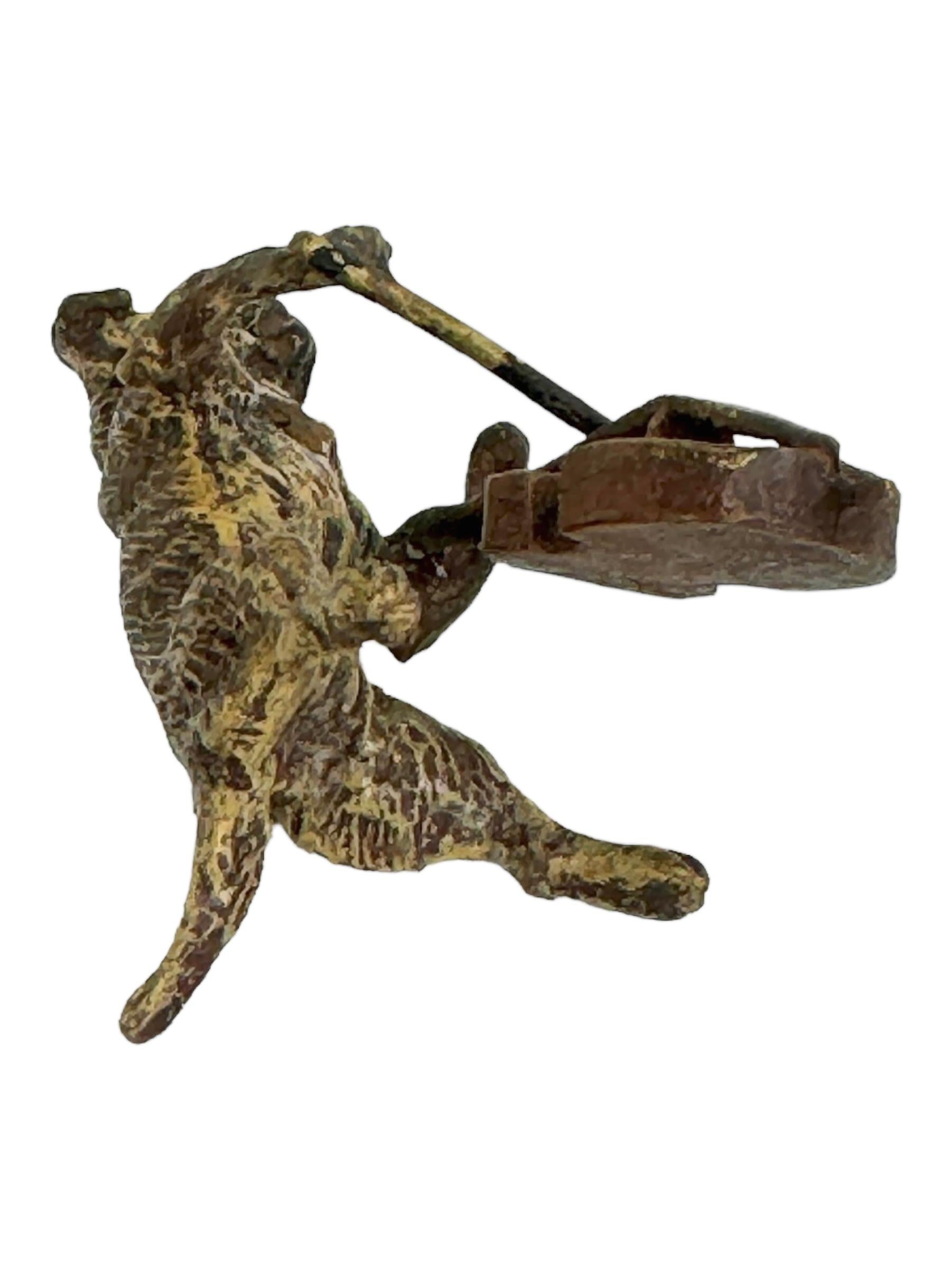 Early 20th Century Pug Dog Musician Austrian Vienna Bronze Miniature Figure In Good Condition For Sale In Nuernberg, DE