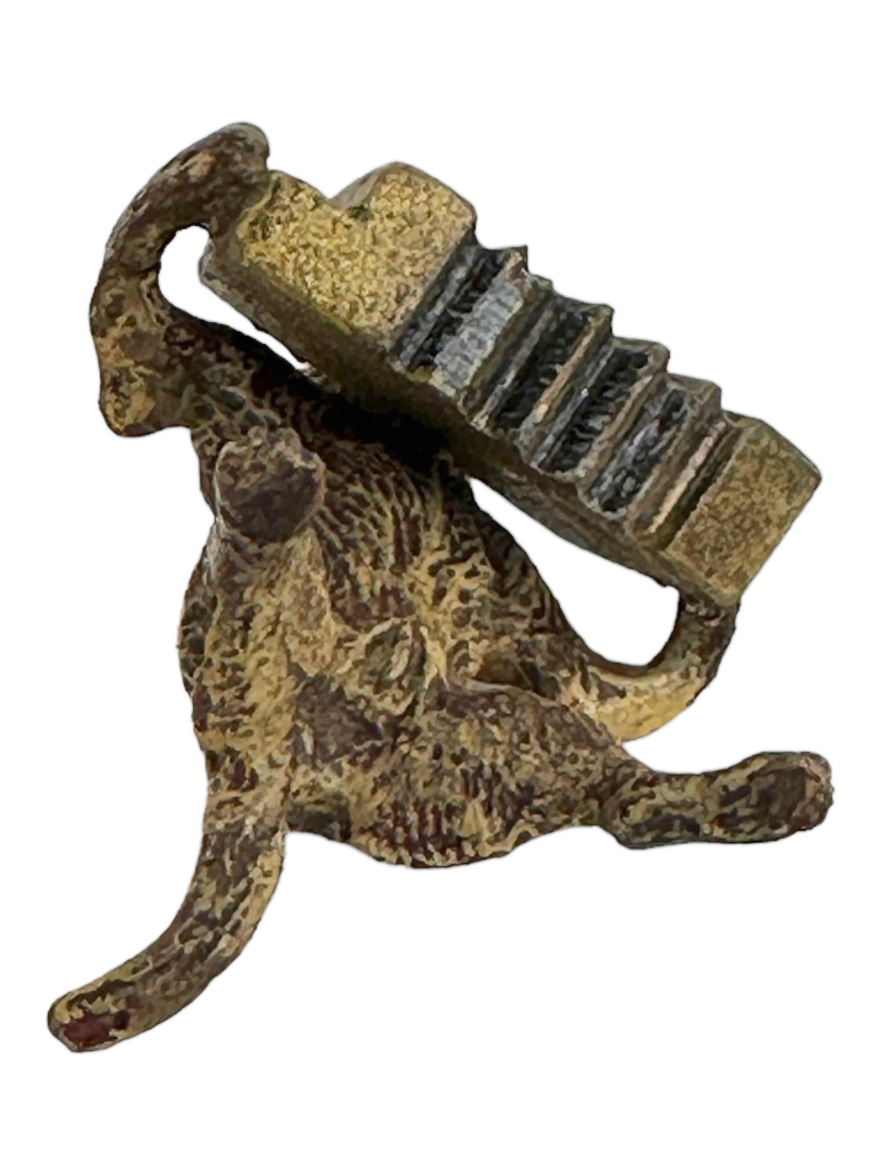 Early 20th Century Pug Dog Musician Austrian Vienna Bronze Miniature Figure 1