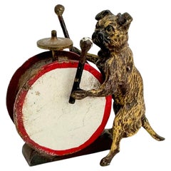 Début du 20e siècle Chien carlin musicien autrichien Vienne Bronze Miniature