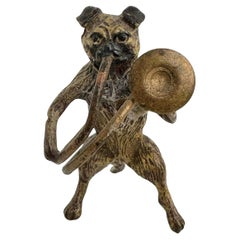 Early 20th Century Pug Dog Musician Austrian Vienna Bronze Miniature Figure