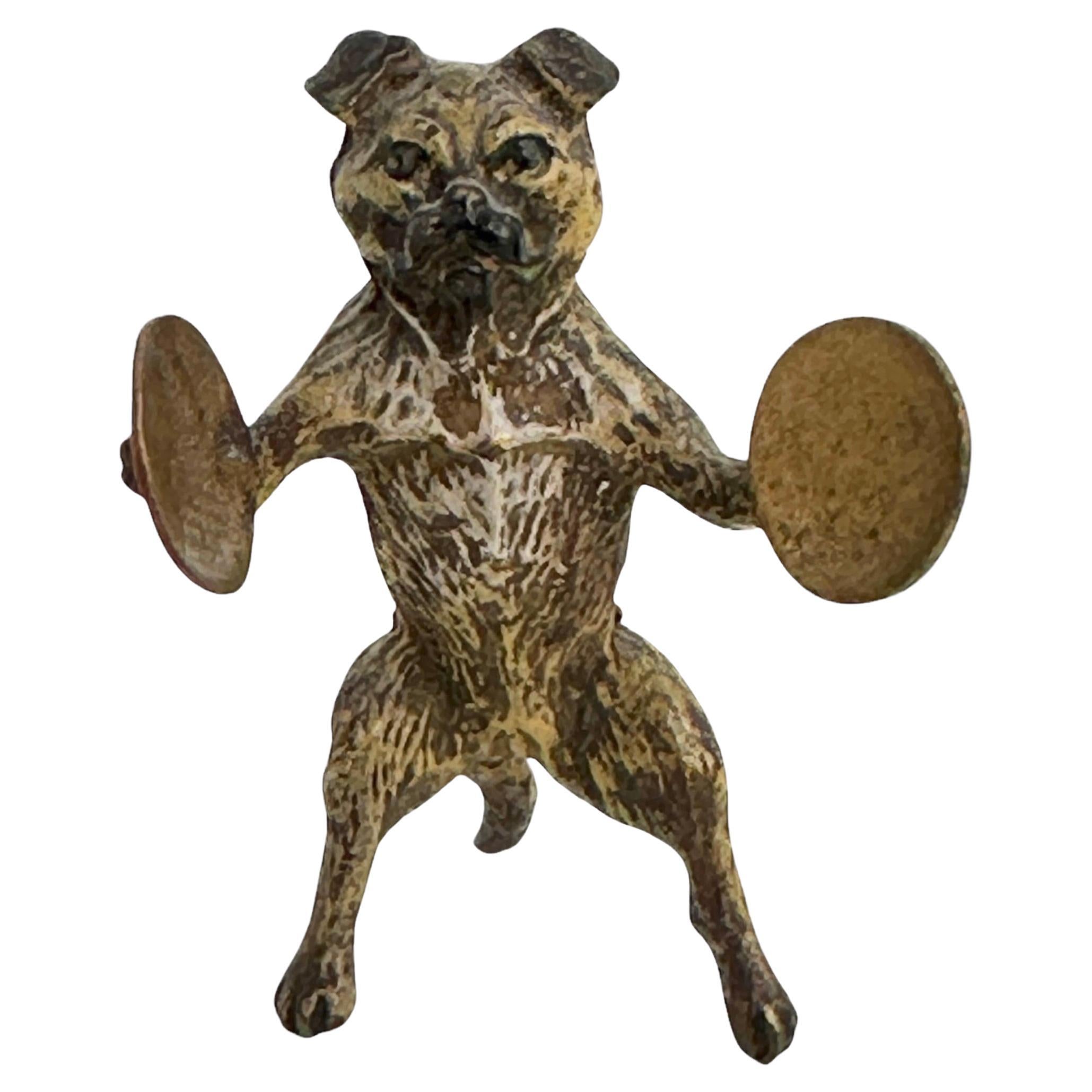 Early 20th Century Pug Dog Musician Austrian Vienna Bronze Miniature Figure