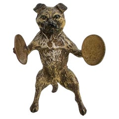 Early 20th Century Pug Dog Musician Austrian Vienna Bronze Miniature Figure