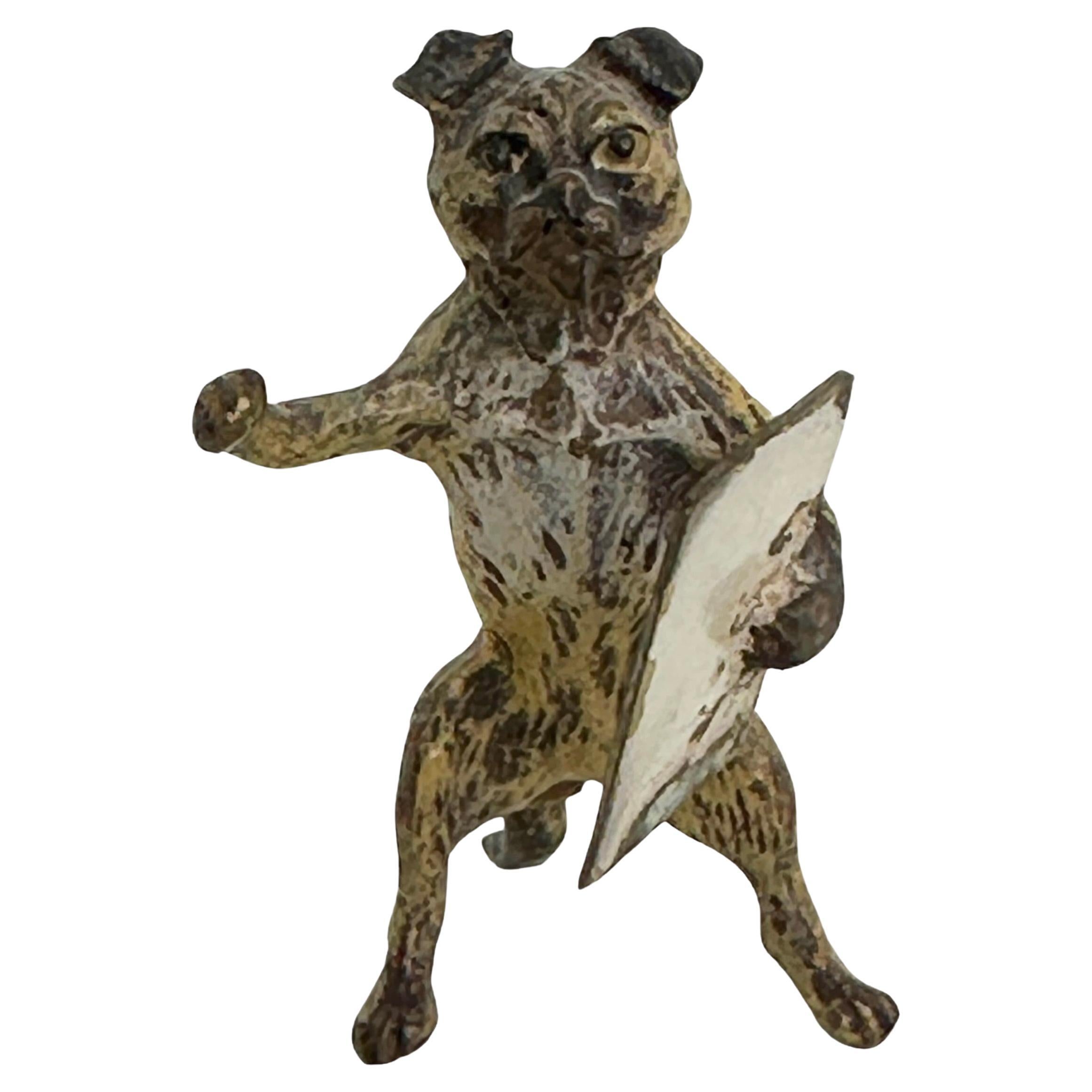 Early 20th Century Pug Dog Musician Austrian Vienna Bronze Miniature Figure
