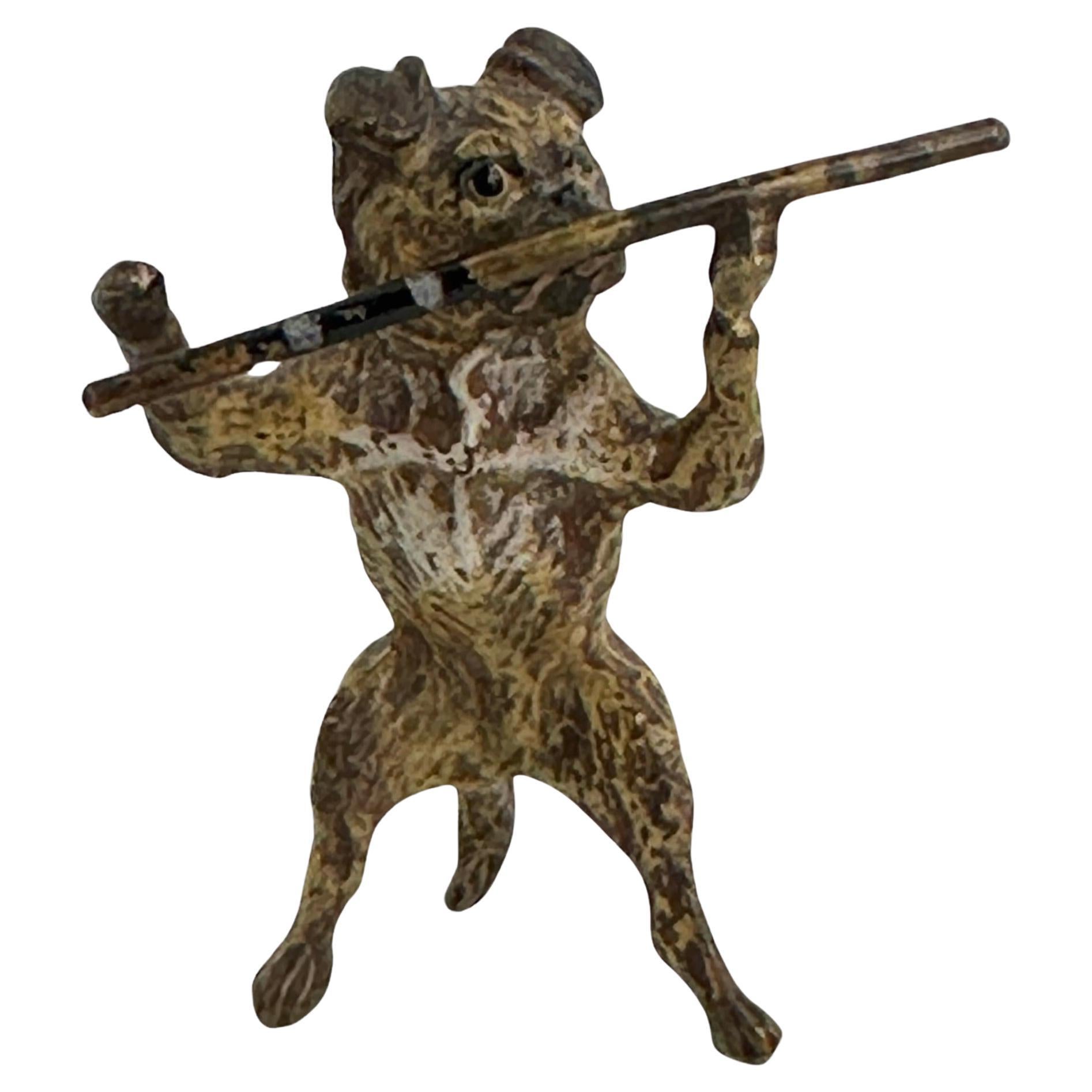 Early 20th Century Pug Dog Musician Austrian Vienna Bronze Miniature Figure