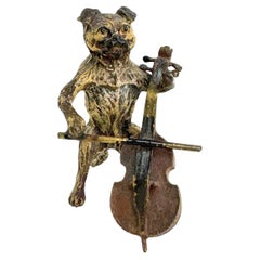 Early 20th Century Pug Dog Musician Austrian Vienna Bronze Miniature Figure