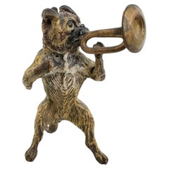 Early 20th Century Pug Dog Musician Austrian Vienna Bronze Miniature Figure