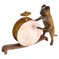 Anfang des 20. Jahrhunderts Mops Hund Musiker Austrian Vienna Bronze Miniatur Figur