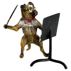 Anfang des 20. Jahrhunderts Mops Hund Musiker Austrian Vienna Bronze Miniatur Figur