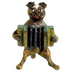 Anfang des 20. Jahrhunderts Mops Hund Musiker Austrian Vienna Bronze Miniatur Figur