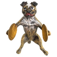 Début du 20e siècle Chien carlin musicien autrichien Vienne Bronze Miniature
