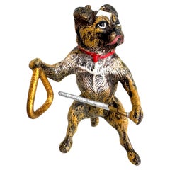 Anfang des 20. Jahrhunderts Mops Hund Musiker Austrian Vienna Bronze Miniatur Figur