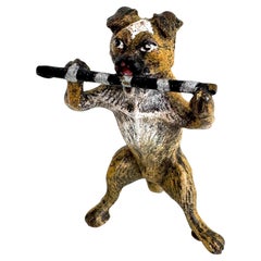 Anfang des 20. Jahrhunderts Mops Hund Musiker Austrian Vienna Bronze Miniatur Figur