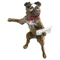 Début du 20e siècle Chien carlin musicien autrichien Vienne Bronze Miniature