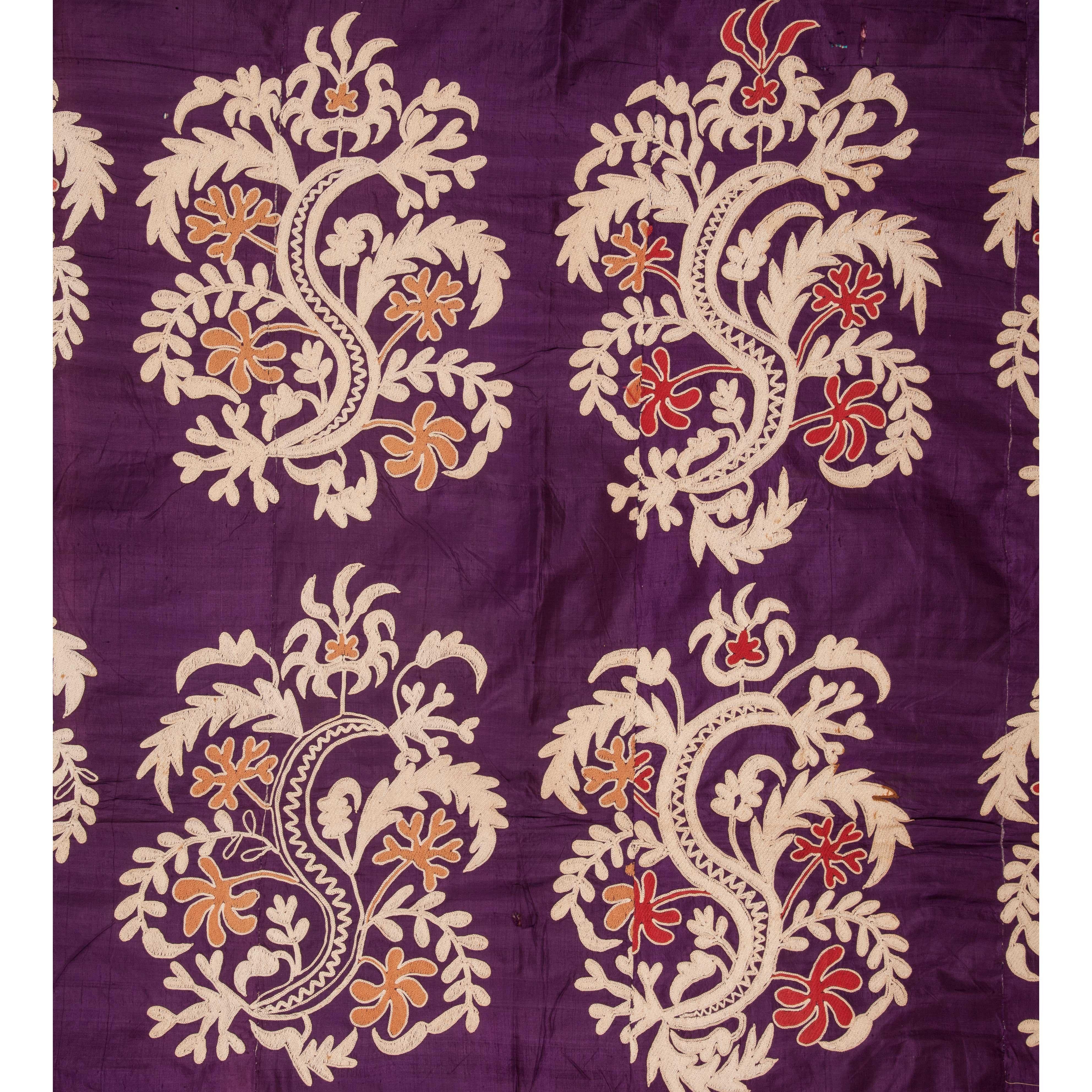 Embroidered Early 20th Century Pure Silk Suzani from Uzbekistan Central Asia