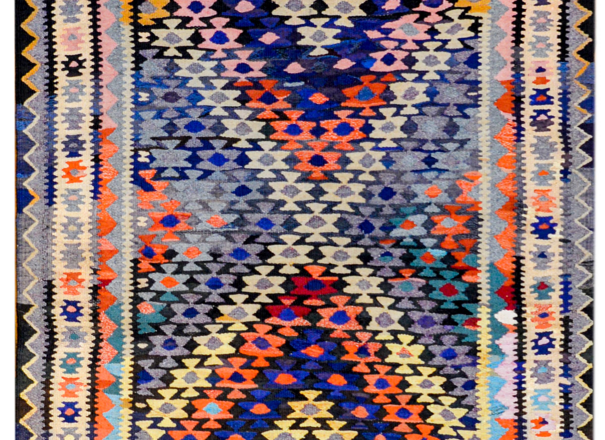 Vegetable Dyed Early 20th Century Qazvin Kilim Rug For Sale