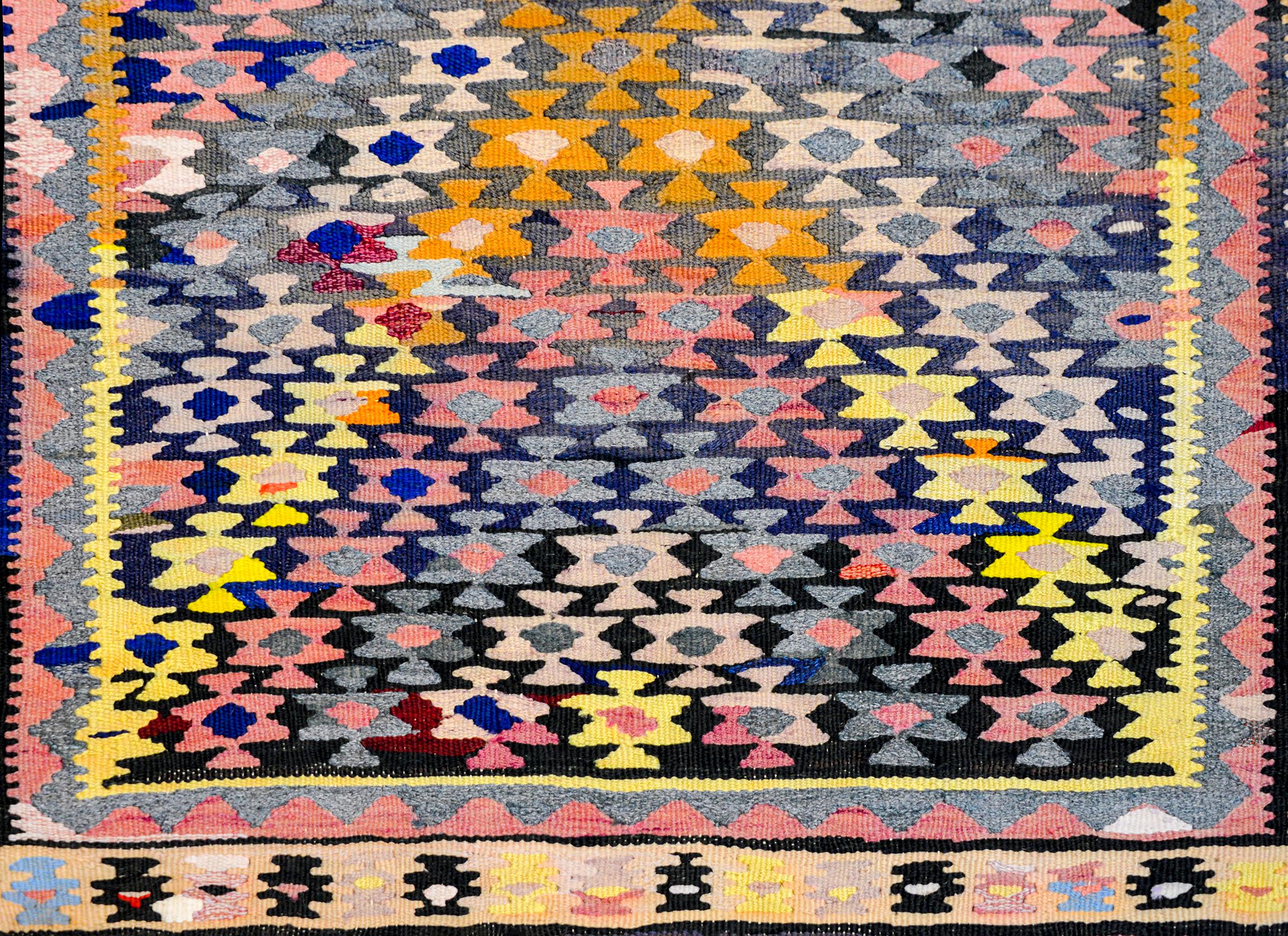 Mid-20th Century Early 20th Century Qazvin Kilim Rug For Sale