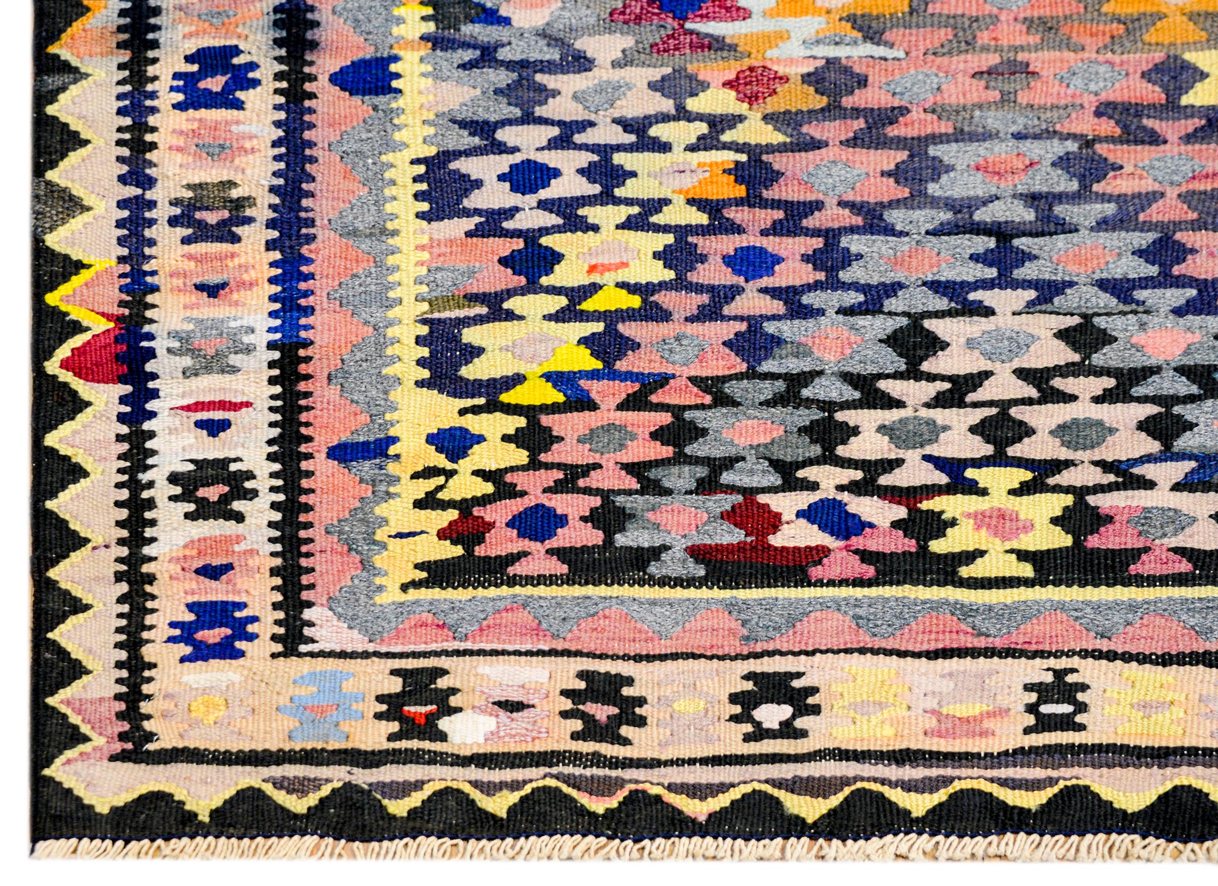 Wool Early 20th Century Qazvin Kilim Rug For Sale