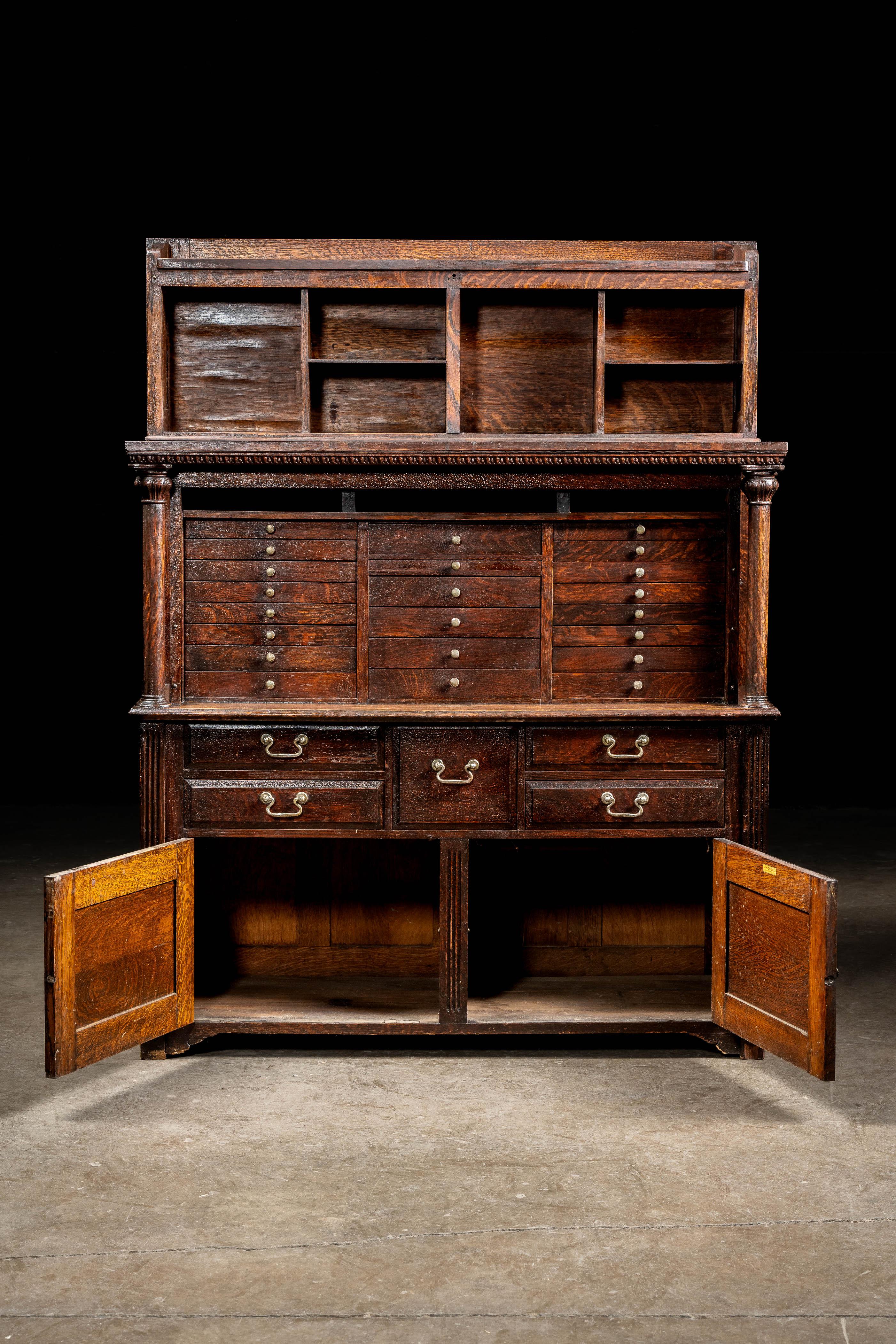 American Early 20th Century Quarter Sawn Oak Dental Cabinet For Sale