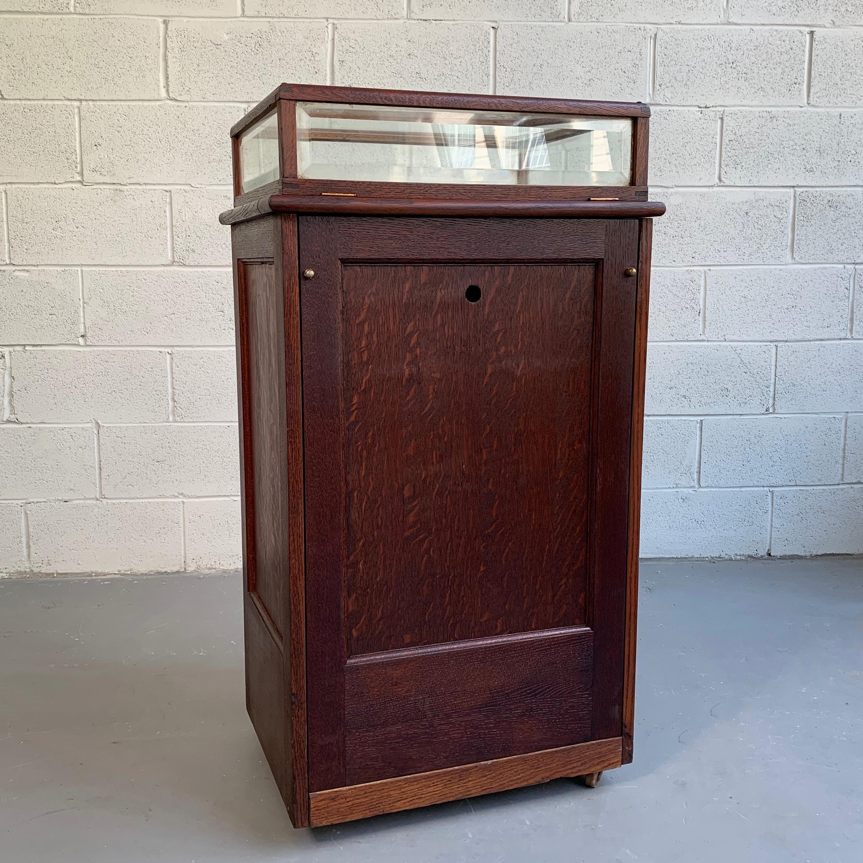 Early 20th Century Quarter Sawn Oak Display Case Cabinet 2