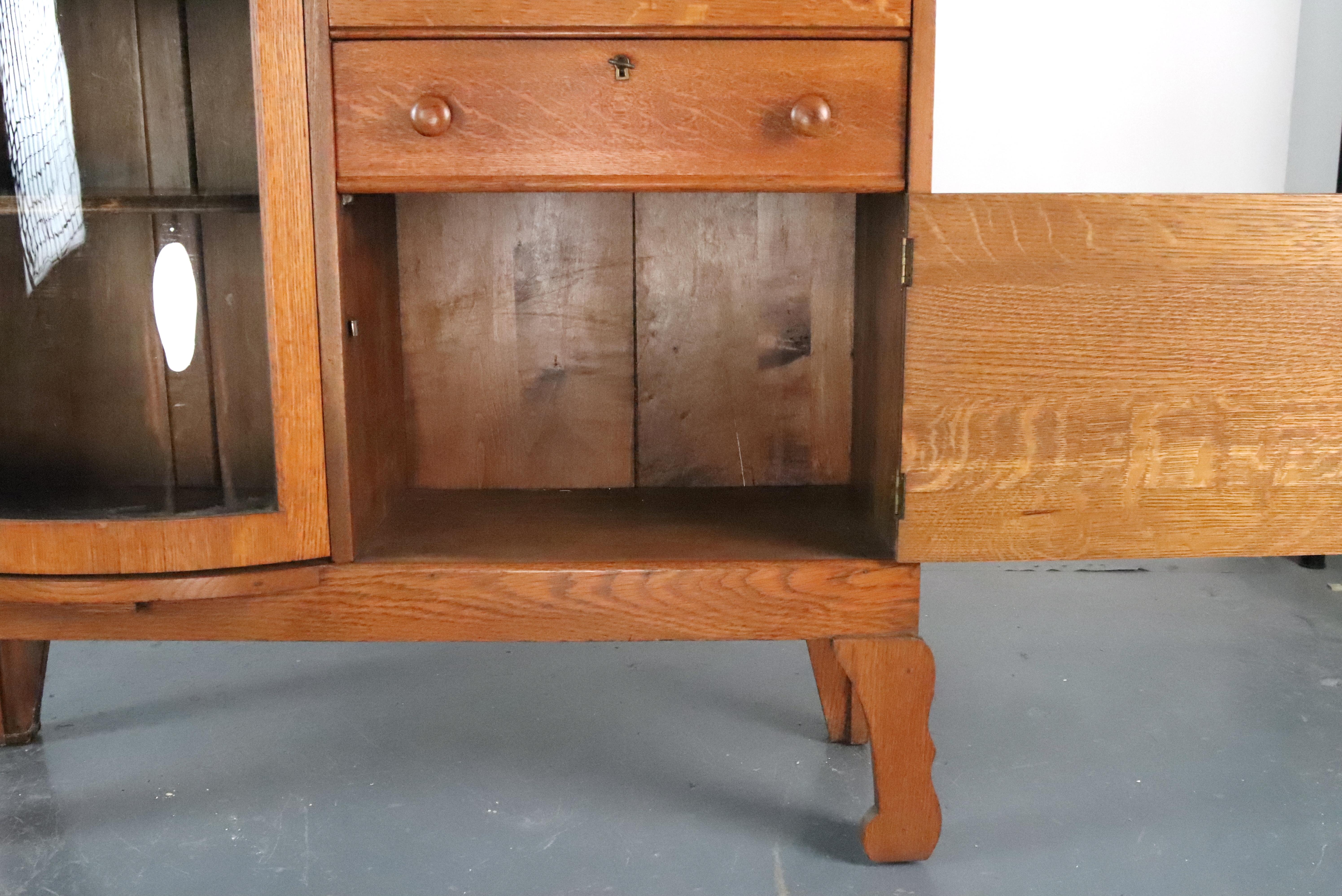 Early 20th Century Quarter Sawn Oak Side by Side Cabinet For Sale 8