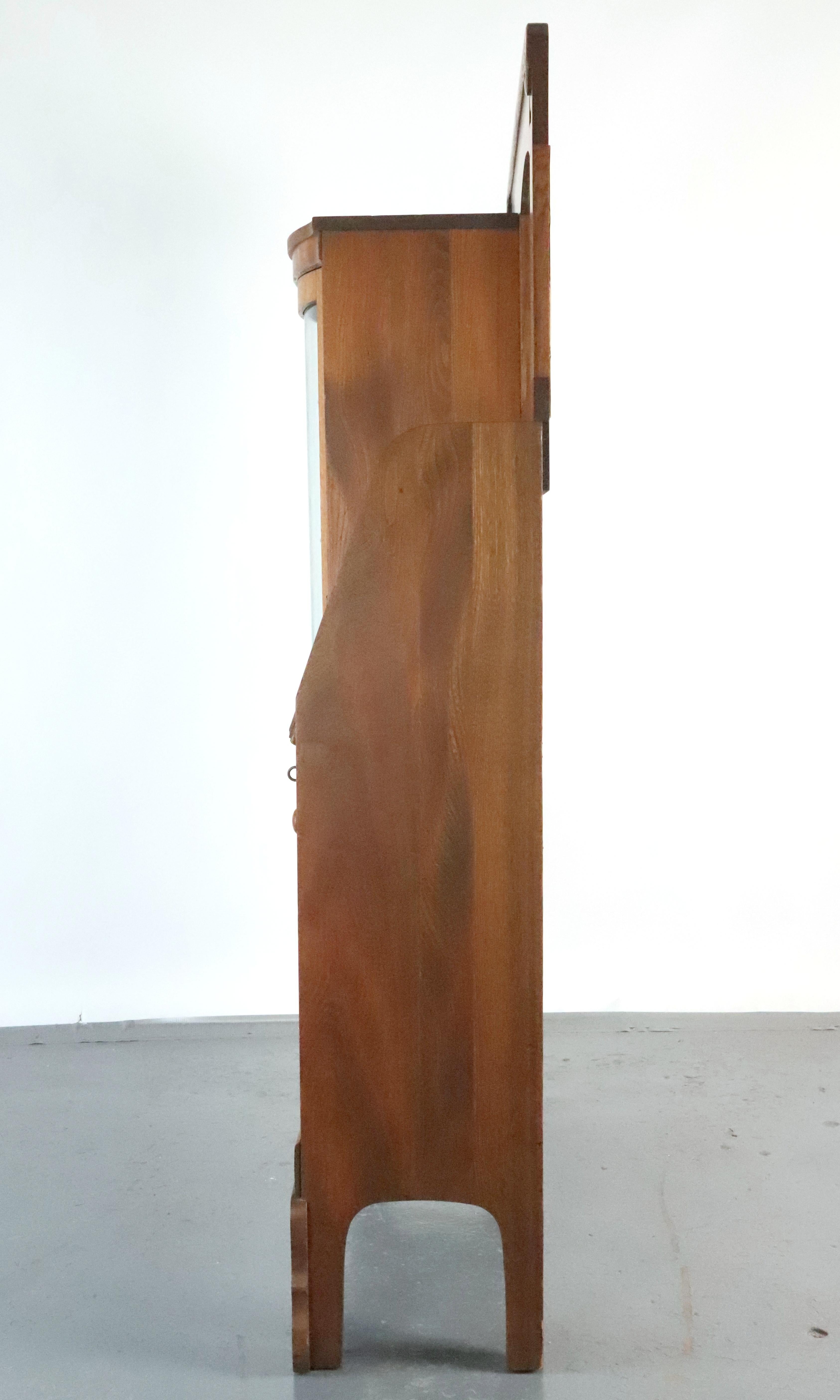 Beveled Early 20th Century Quarter Sawn Oak Side by Side Cabinet For Sale