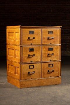 Early 20th Century Quartersawn Oak Three-Section Modular File Cabinet
